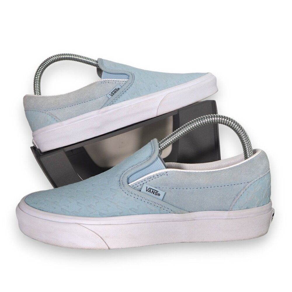 Vans Classic Slip-on Skate Shoes "Houndstooth Emboss Blue" Women's 8.5‎